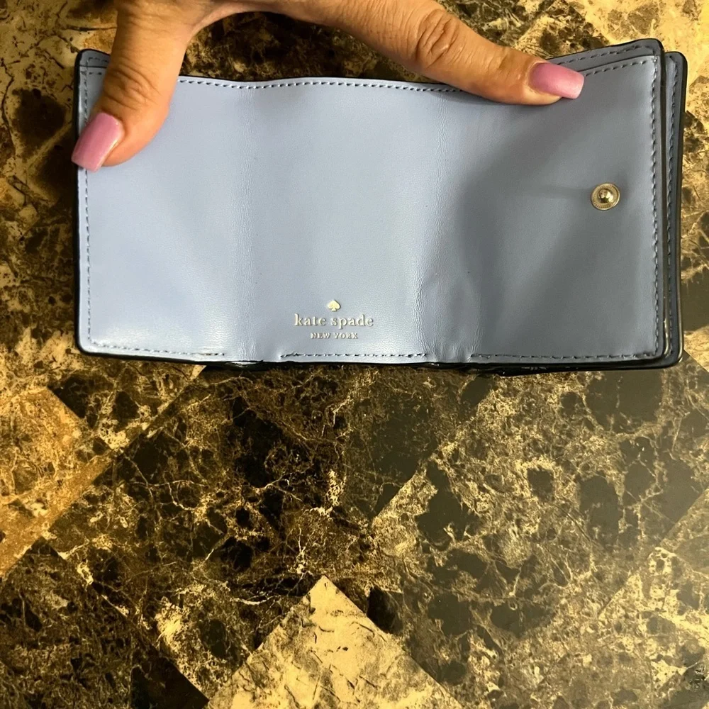 Kate Spade Geometric Blue multi fold wallet NWOT